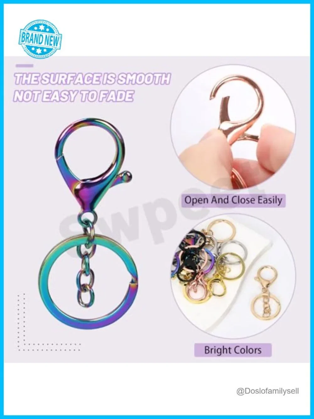 Lobster Claw Clasps with Keychain Rings for DIY Crafts Purse Strap